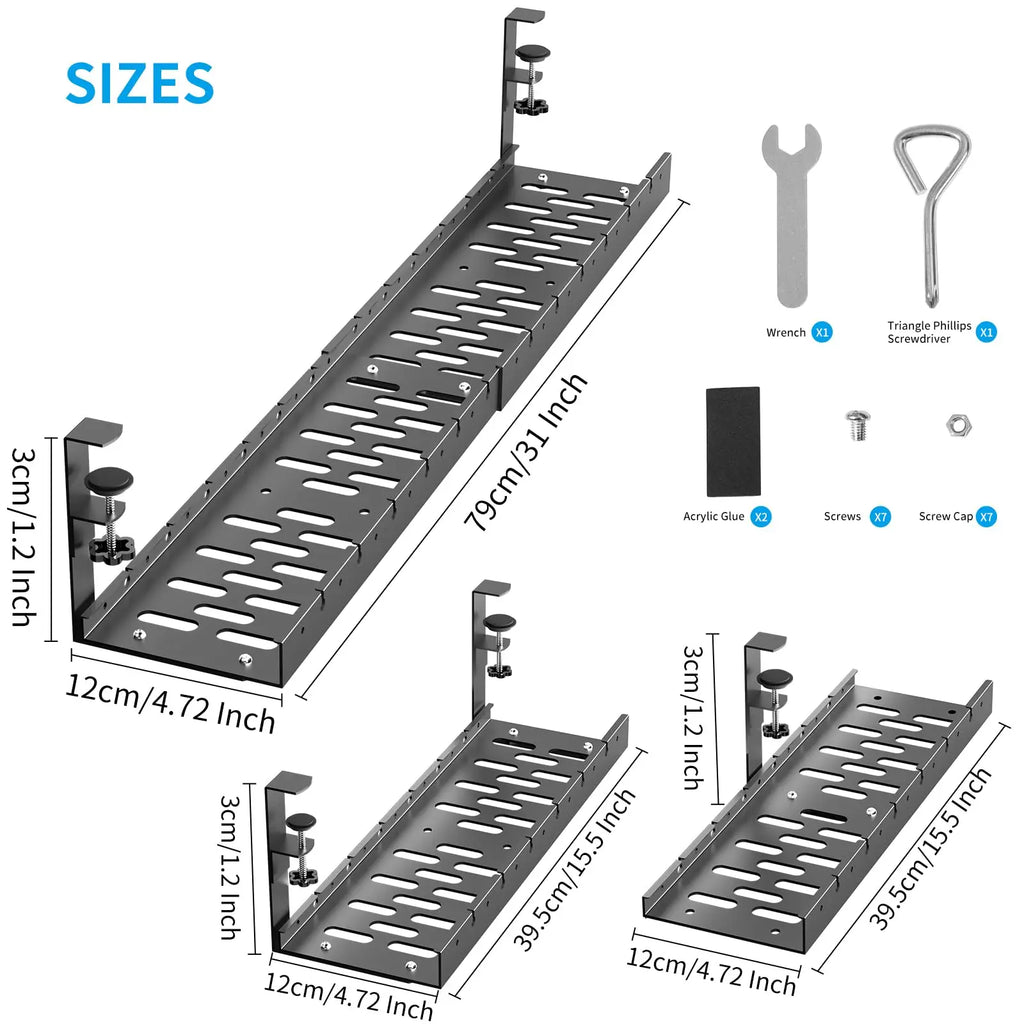 Erixio Span No-Drill Steel Cable Tray — Erixio Modern Desks & Workspace Accessories — view 4