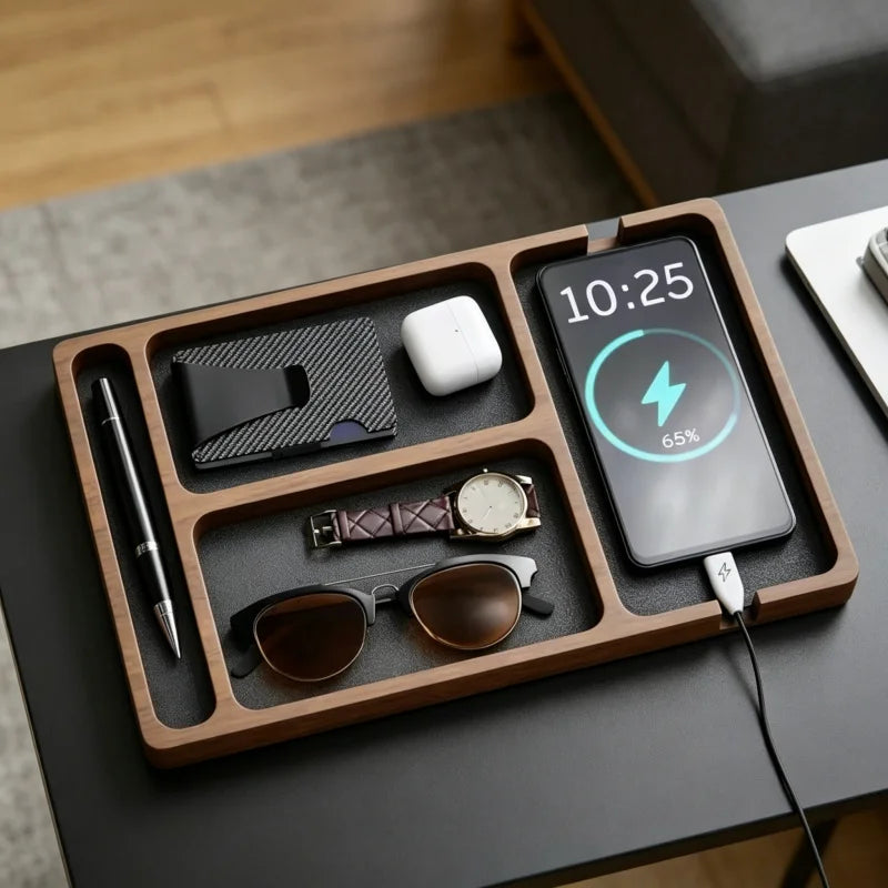 Erixio Cairn Solid Wood Valet Tray — Erixio Modern Desks & Workspace Accessories