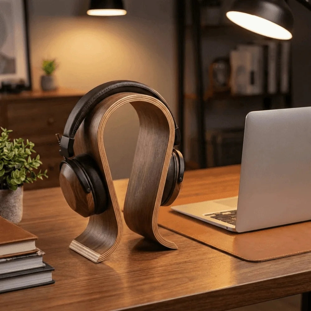 Erixio Perch Solid Walnut Headphone Stand — Erixio Modern Desks & Workspace Accessories — view 3
