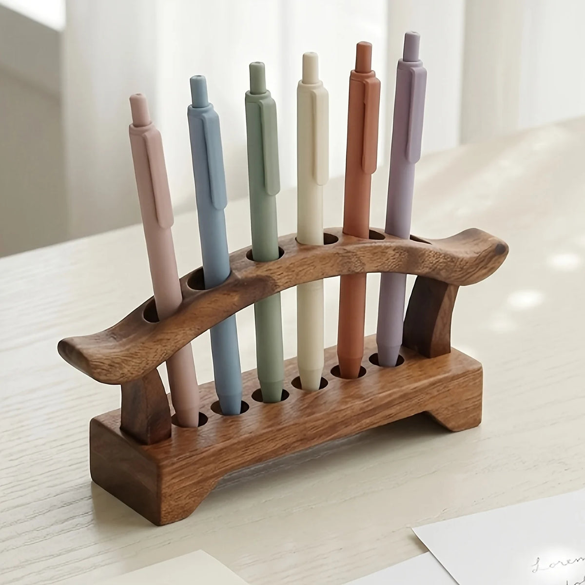Erixio Quill Six-Slot Walnut Pen Block — Erixio Modern Desks & Workspace Accessories