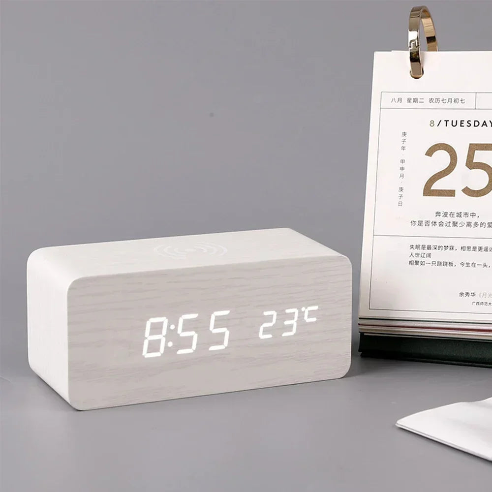 Erixio Dawn Wooden LED Desk Clock — Erixio Modern Desks & Workspace Accessories — view 2