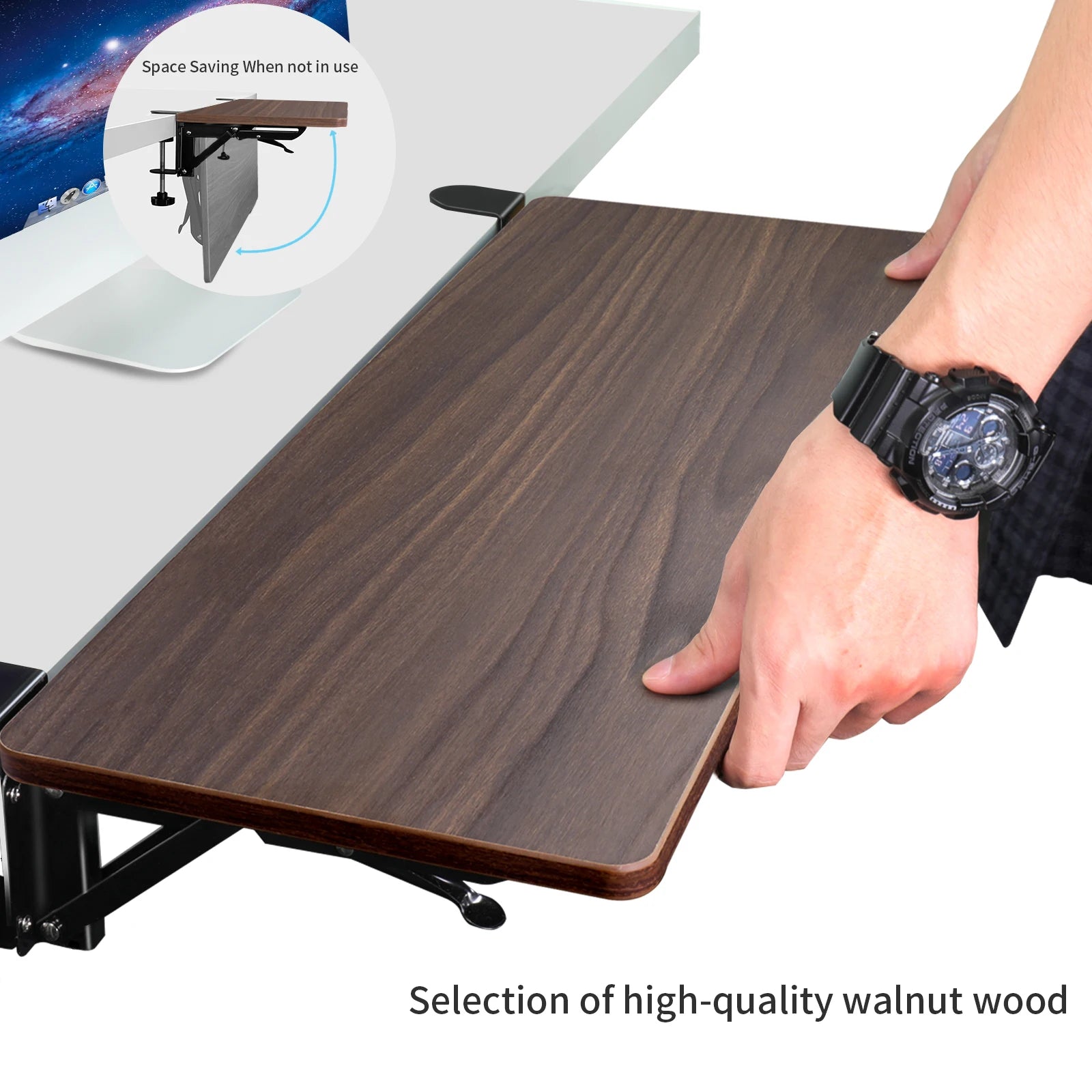 Erixio Ledge Walnut Desk Extender — Erixio Modern Desks & Workspace Accessories — view 2