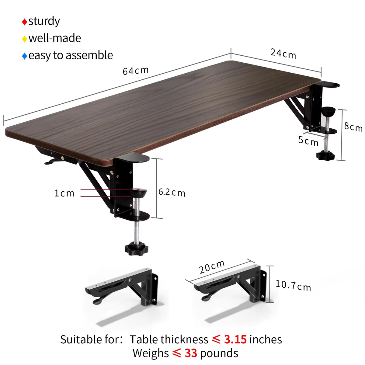 Erixio Ledge Walnut Desk Extender — Erixio Modern Desks & Workspace Accessories — view 4
