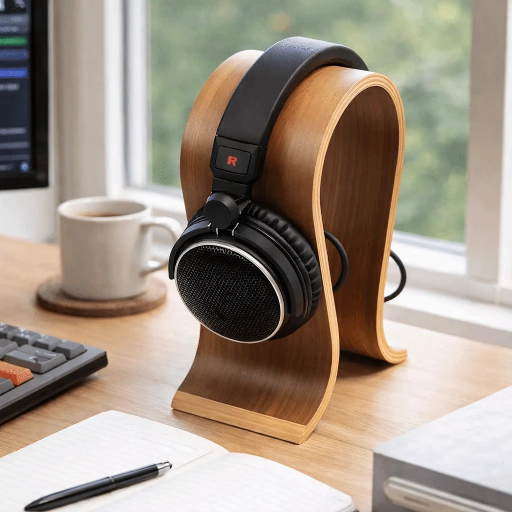 Erixio Perch Solid Walnut Headphone Stand — Erixio Modern Desks & Workspace Accessories