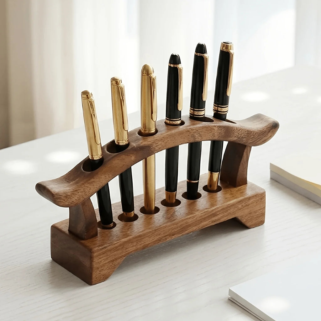 Erixio Quill Six-Slot Walnut Pen Block — Erixio Modern Desks & Workspace Accessories — view 2