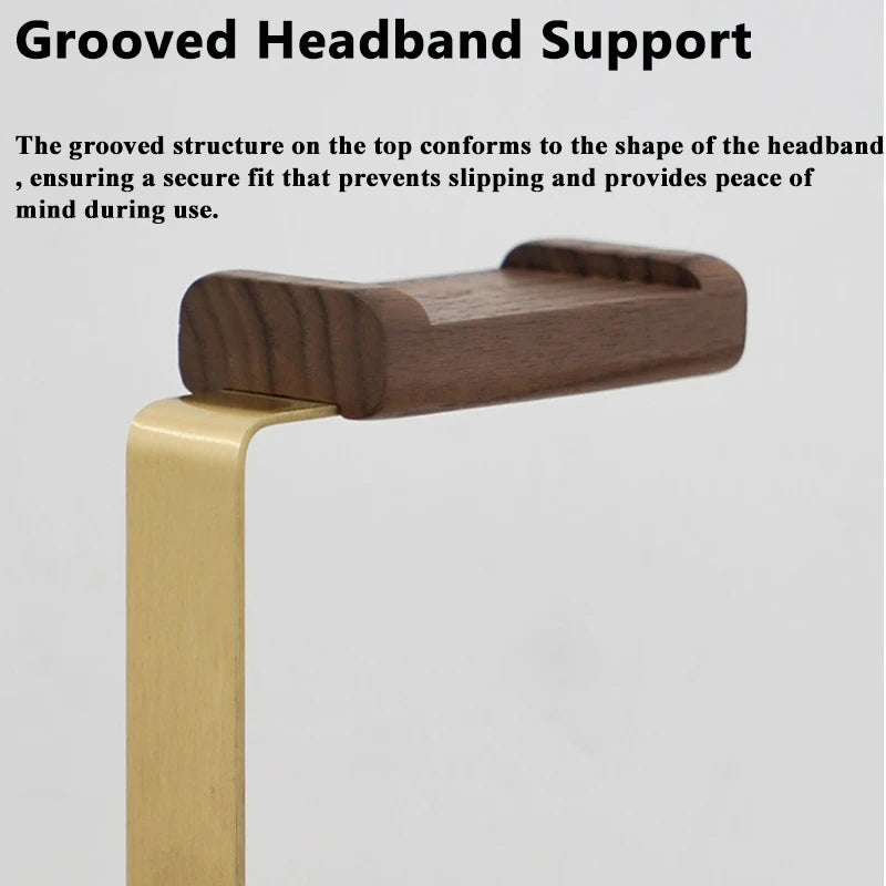 Erixio Brass Walnut and Brass Headphone Stand — Erixio Modern Desks & Workspace Accessories — view 4
