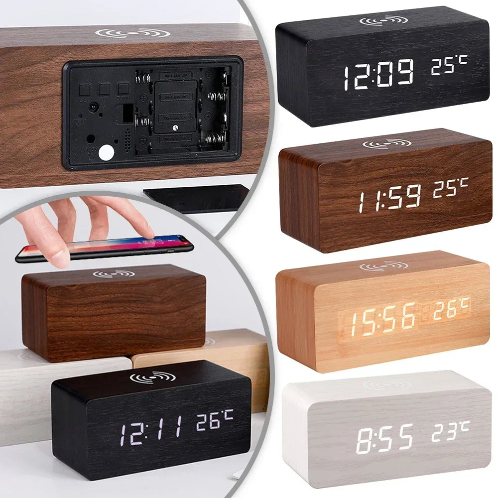 Erixio Dawn Wooden LED Desk Clock — Erixio Modern Desks & Workspace Accessories