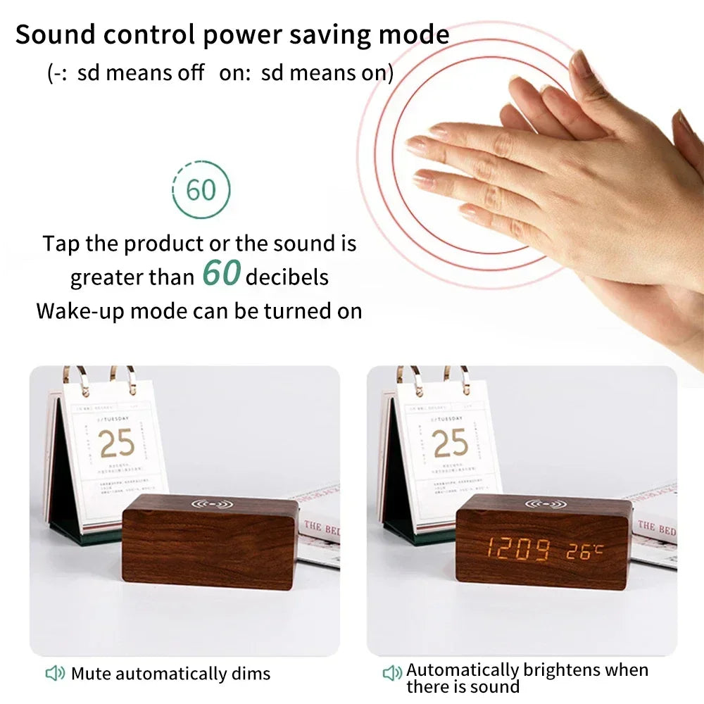 Erixio Dawn Wooden LED Desk Clock — Erixio Modern Desks & Workspace Accessories — view 4